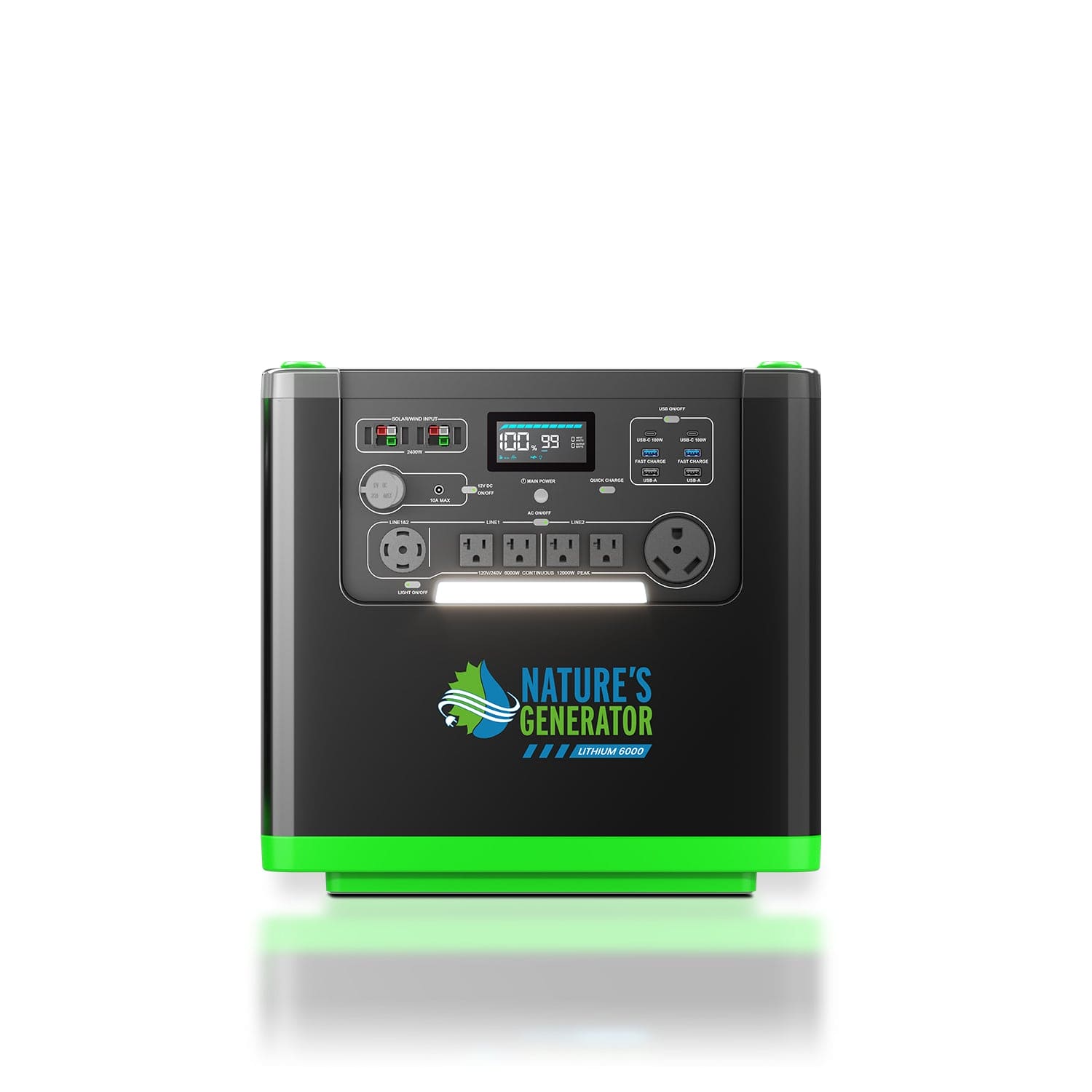 Nature's Generator Lithium 6000 with Solar Panels and Wind Turbine
